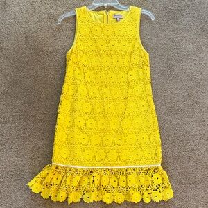 Juicy Couture Bright Yellow Lace Ruffle-Hem Mini Dress